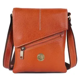 HiLEDER 100% Pure Genuine Leather Messenger Shoulder Handbag 8 inches Sling Cross Body Travel Office Tablet Flap Compartment Bag for Men and Women, Orange-picture-15