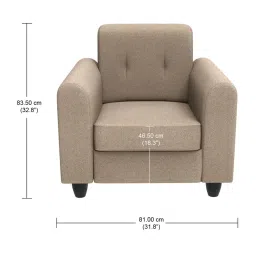 Godrej Interio Rewind Grey Leatherette 1 Seater Sofa image 4