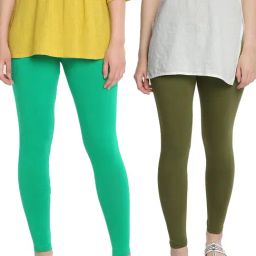 Dollar Missy Green & Olive Cotton Leggings - Pack of 2-picture-41