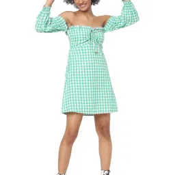 Only Green Check A-Line Dress-picture-35