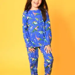 Anthrilo Kids Blue Printed Full Sleeves T-Shirt with Pyjamas-picture-32