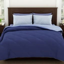 Spaces Solid Blue 120 GSM Polyester Double Quilt-picture-13