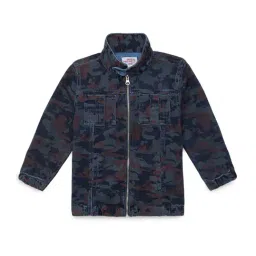 Under Fourteen Only Kids Navy & Brown Camouflage Full Sleeves Jacket-image-25
