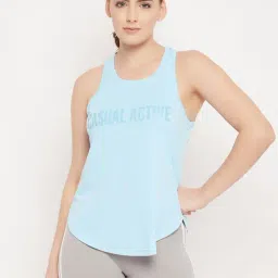 Clovia Blue Graphic Print Tank Top-image-85