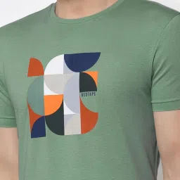 Red Tape Green Regular Fit Graphic Print Cotton Crew T-Shirt image 4