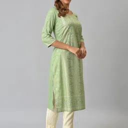 Aurelia Green Floral Print Straight Kurta image 4