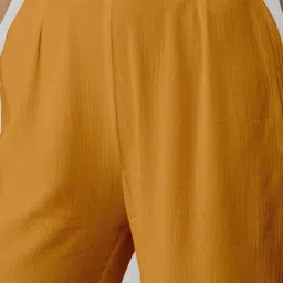 Moomaya Mustard Regular Fit High Rise Trousers image 4