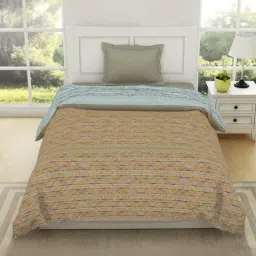 Spaces Solid Brown & Blue 120 GSM Polyester Double Quilt-picture-25