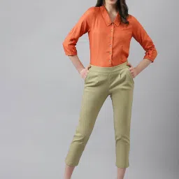 Latin Quarters Khaki Polyester Regular Fit Mid Rise Pants image 4