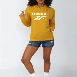Reebok Yellow Cotton Graphic Print Hoodie image 4