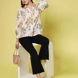 Melon by PlusS Off White Floral Print Shirt image 4