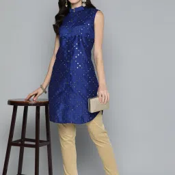 Jompers Blue Embroidered A Line Kurti image 4