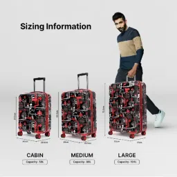 Uppercase Black Printed Hard Cabin Trolley Bag Small And Medium image 5