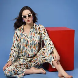 Melon by PlusS Beige Printed Shirt With Trousers image 4