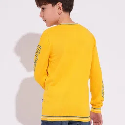 Jack & Jones Junior Boys Yellow Cotton Graphic Print Sweater image 2