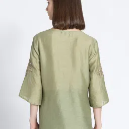 SHAYE Green Chanderi Embellished Kurti image 2