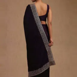 Soch Purple Embroidered Saree With Unstitched Blouse image 2