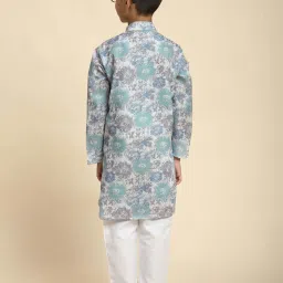 Pro-Ethic Style Developer Boys Grey & Blue Cotton Printed Full Sleeves Kurta Sets image 2