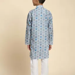 Pro-Ethic Style Developer Boys Blue & Grey Cotton Printed Full Sleeves Kurta Sets image 2