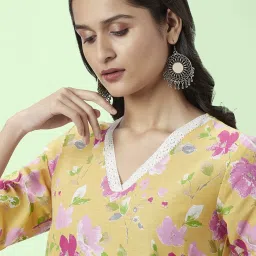 Rangmanch by Pantaloons Mustard Printed Straight Kurta image 4