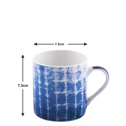 GOODHOMES Blue & White Set of 6 Printed Bone China Cup Set image 4