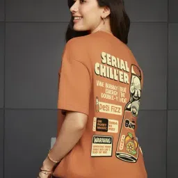 Bewakoof Women's Caramel Orange Bantadesi Graphic Printed Oversized T-Shirt-picture-35