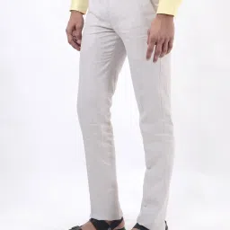JB Studio Beige Linen Slim Fit Solid Trouser image 2