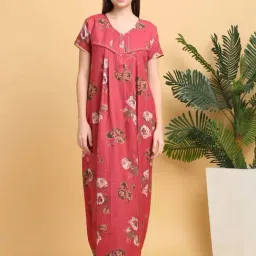 Sweet Dreams Red Floral Print Night Dress-image-18