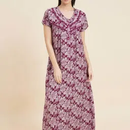 Sweet Dreams Red Printed Night Dress-image-95
