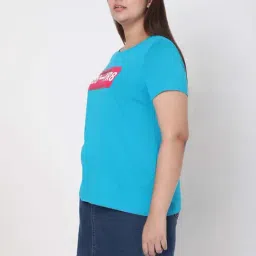 Vero Moda Curve Turquoise Cotton Printed T-Shirt image 3