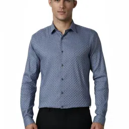 Louis Philippe Blue Slim Fit Printed Shirt-image-25