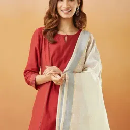 Fabindia White Woven Pattern Dupatta image 3