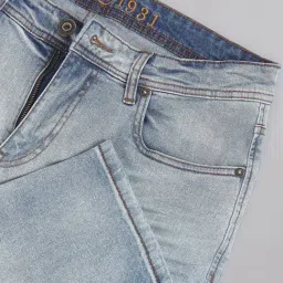 AD by Arvind Light Blue Slim Fit Heavily Washed Jeans image 4