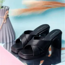 Louis Stitch Women's Black Cross Strap Sandals-picture-35
