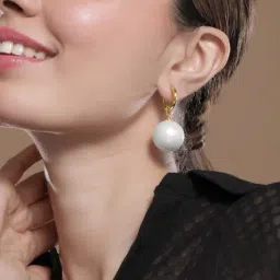 Rubans Gold-Tone Plated White Earrings for Women-picture-38
