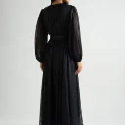 FEMMELLA Black Georgette Solid Regular Fit Wrap Dress image 2