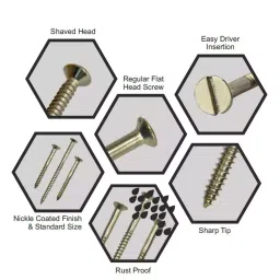 Harrison 6X50 mm Nickle Finish Stainless Steel Self Tapping CSK Slotted Screw, SD-65 (Pack of 200) image 3