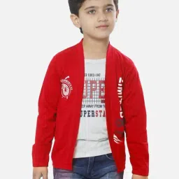 Fourfolds Kids Red Printed Regular Fit T-Shirt-image-84