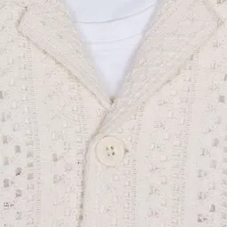 CHUNMUN Boys Cuban Collar Textured Cotton Casual Shirt image 3