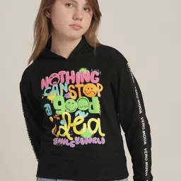 Vero Moda Girls Typography Printed Full Sleeve Hooded Sweatshirt-image-60