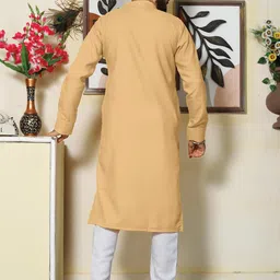 Archittam Men Beige Cotton Wool Kurtas image 4