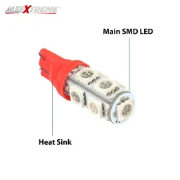 AllExtreme EXT10R2 Universal T10 LED Parking Light 9 SMD Super Bright Interior Pilot License Plate Dome Indicator Lamp Bulb for Car Bike and Motorcycle (3W, Red, 2 PCS) image 3