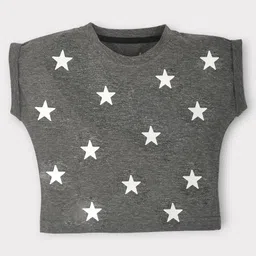 Kiwi Cotton Star Printed Crop Top - Grey-picture-16
