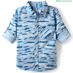 Babyoye 100% Cotton Woven Full Sleeves Shirt With Abstract Print - Blue-picture-20