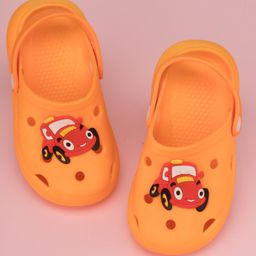 Yellow Bee Car Applique Detailed Perforated Slingback Clogs - Orange-picture-43