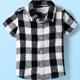 Babyhug Cotton Woven Half Sleeves Shirt With Checks - Black-picture-38