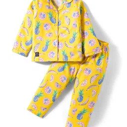 Enfance Core Full Sleeves Fruits Printed Night Suit Set - Yellow-picture-27