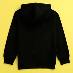 NUSYL Full Sleeves Lets Go Play Text With Football & Volleyball Printed Hooded Sweatshirt - Black image 3