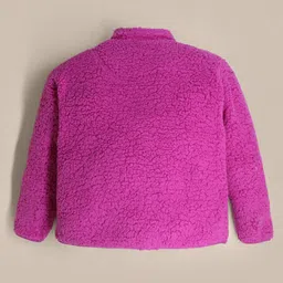 Cherry Crumble By Nitt Hyman Full Sleeves Solid Sherpa Jacket - Magenta image 3