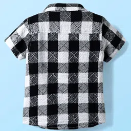 Babyhug Cotton Woven Half Sleeves Shirt With Checks - Black image 2